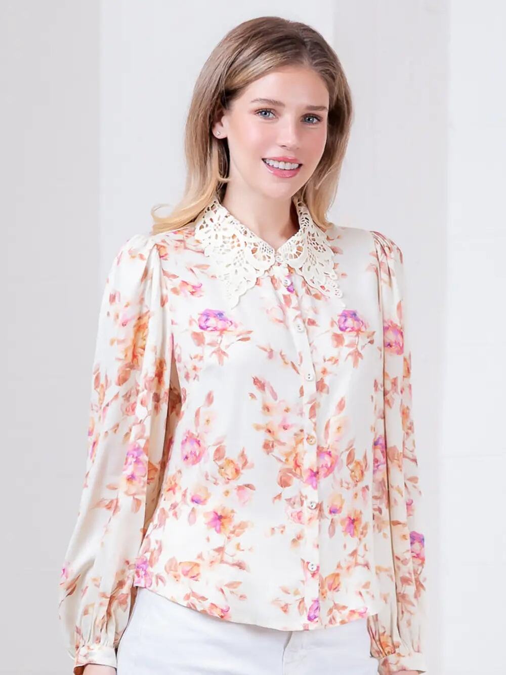 Lace Trim Button Down
